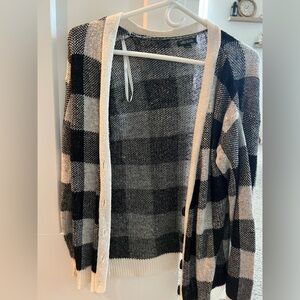 Plaid Black and White Women's Sweater